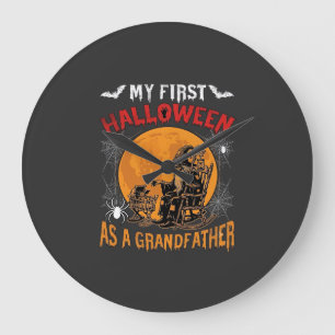 Relógio Grande Primeiro Halloween como Avô Feiticeiro Morcego Lua