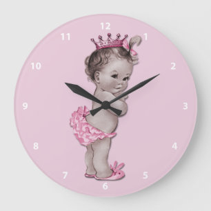 Relógio Grande Princesa Cor-de-rosa do bebê do vintage