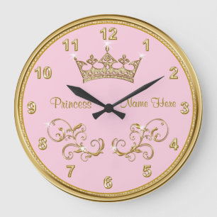 Relógio Grande Princesa COR-DE-ROSA personalizada Pulso de