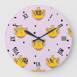 Relógio Grande Princesa gatinha em roxo