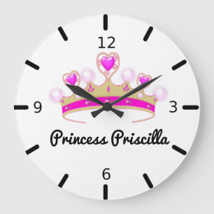 Relógio Grande Princesa Personalizada Tiara