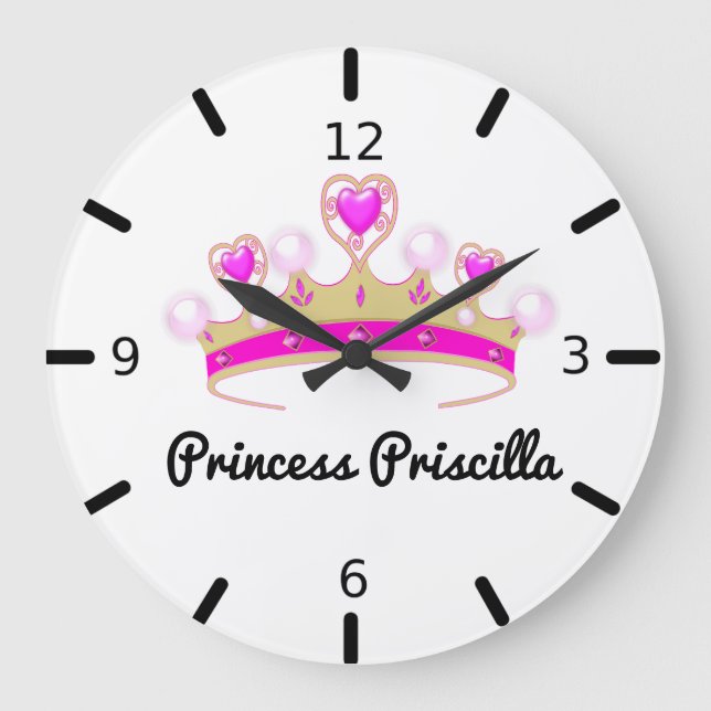 Relógio Grande Princesa Personalizada Tiara (Frente)