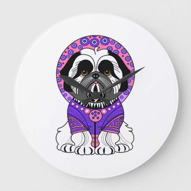 Relógio Grande Princesa Shih Tzu (Frente)