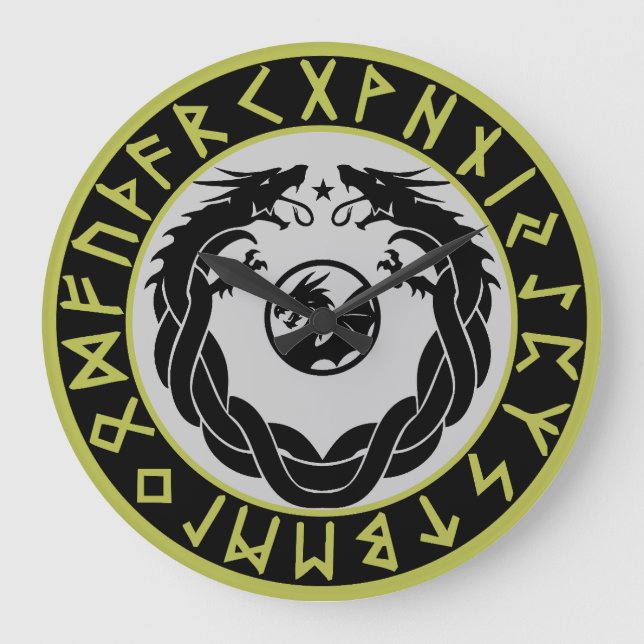 Relógio Grande Proteção de Rune Viking Dragão (Frente)