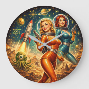 Relógio Grande Protetoras Galácticas Garotas do Espaço Retro