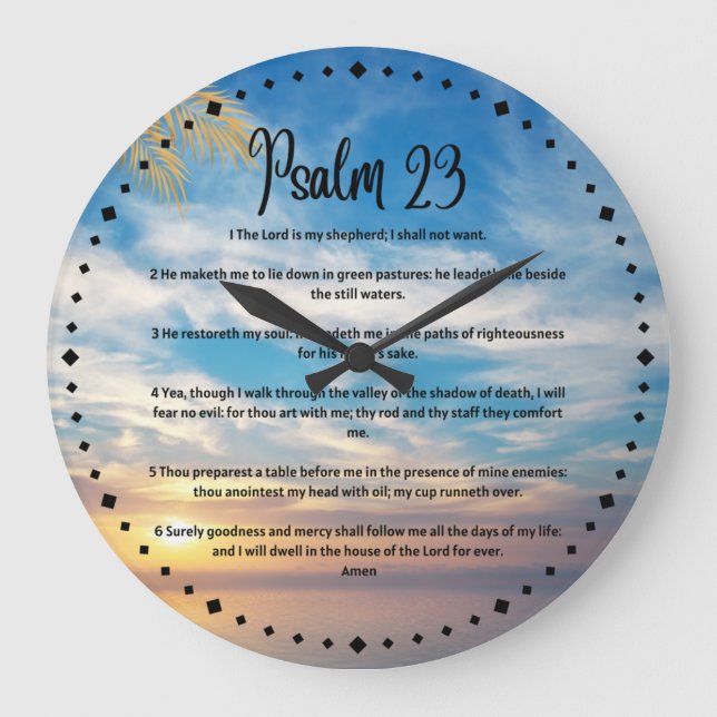 Relógio Grande Psalm 23 Prayer large clock (Frente)
