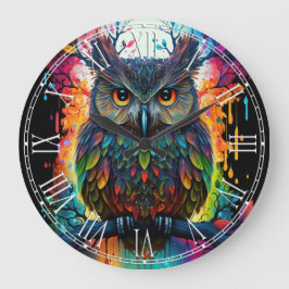Relógio Grande Psychedelic Fantasy Hippy Owl