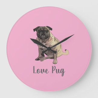 Relógio Grande Pug Amor