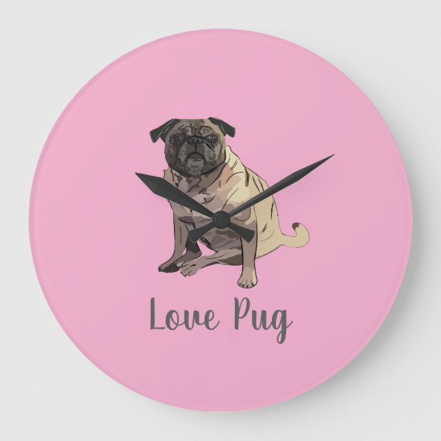 Relógio Grande Pug Amor (Frente)