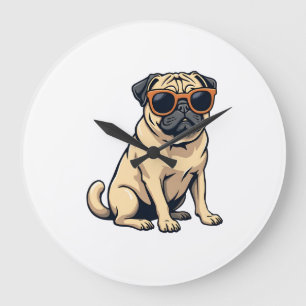 Relógio Grande Pug Antigo Fazendo Dab com Óculos de Sol Cachorro