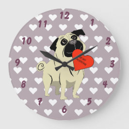 Relógio Grande Pug be my Valentine
