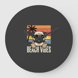 Relógio Grande Pug de Vibrações da Praia Pôr do Sol