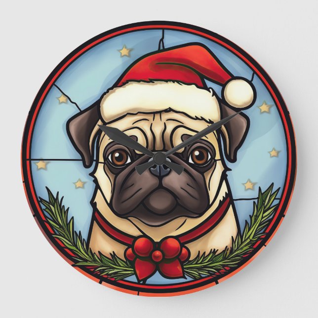 Relógio Grande Pug STítulo Natal (Frente)
