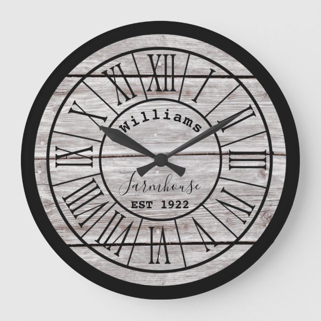 Relógio Grande Pulso de disparo de madeira branco do nome de (Frente)