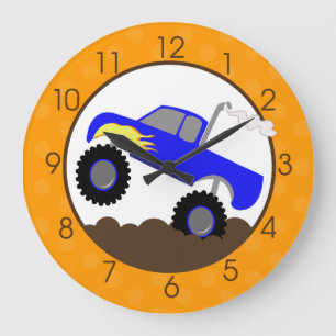 Relógio Grande Pulso de disparo de parede azul do monster truck