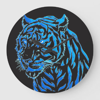 Relógio Grande Pulso de disparo de parede azul do tigre