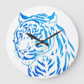 Relógio Grande Pulso de disparo de parede azul do tigre