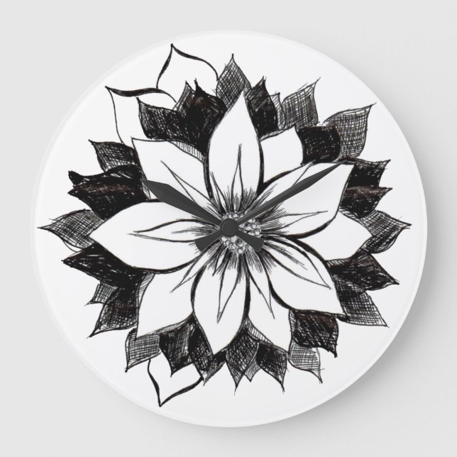 Relógio Grande Pulso de disparo de parede CLÁSSICO da POINSÉTIA (Frente)