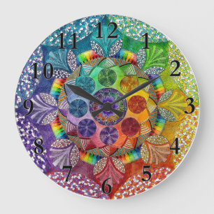 Relógio Grande Pulso de disparo de parede colorido da mandala