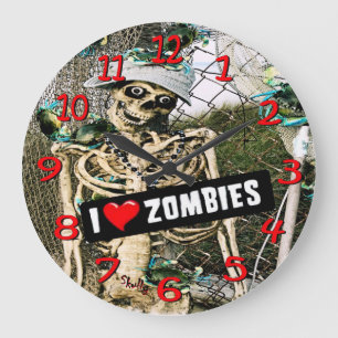 Relógio Grande Pulso de disparo de parede de esqueleto dos zombis