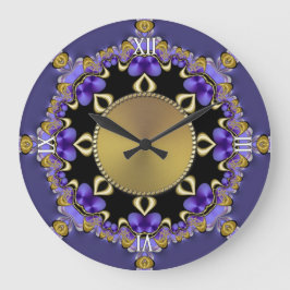 Relógio Grande Pulso de disparo de parede decorativo Dourado roxo