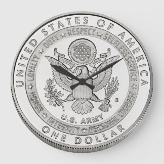 Relógio Grande Pulso de disparo de parede do dólar de prata