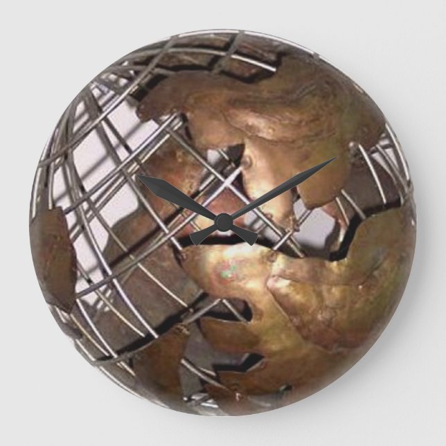 Relógio Grande pulso de disparo de parede do mundo 3D (Frente)