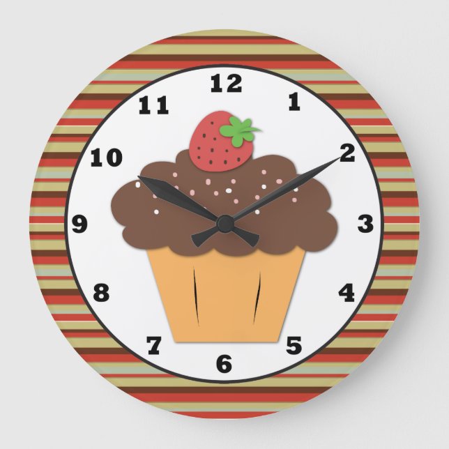Relógio Grande Pulso de disparo de parede doce do cupcake do (Frente)