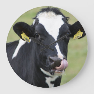 Relógio Grande Pulso de disparo de parede engraçado da vaca de