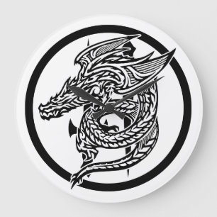 Relógio Grande Pulso de disparo de parede redondo do dragão da