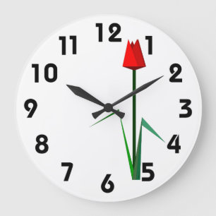 Relógio Grande Pulso de disparo de parede vermelho da tulipa