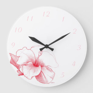 Relógio Grande Pulso de disparo do esboço do hibiscus
