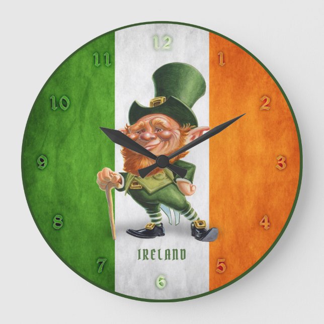 RELÓGIO GRANDE PULSO DE DISPARO - LEPRECHAUN IRLANDÊS DA BANDEIRA (Frente)