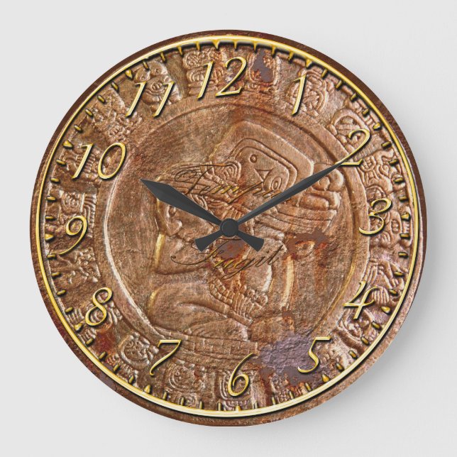 Relógio Grande Pulso de disparo mexicano asteca cinzelado maia da (Frente)