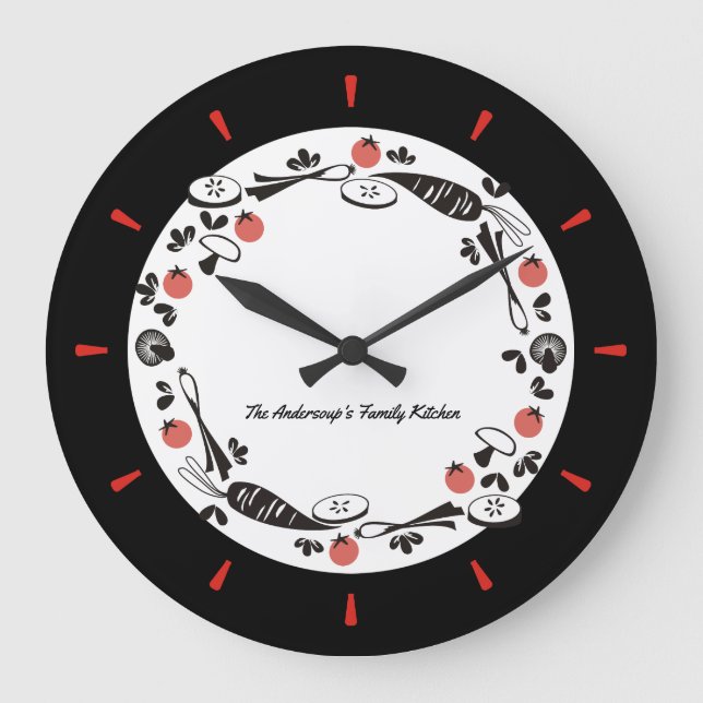 Relógio Grande Pulso de disparo retro da cozinha dos vegetais da (Frente)