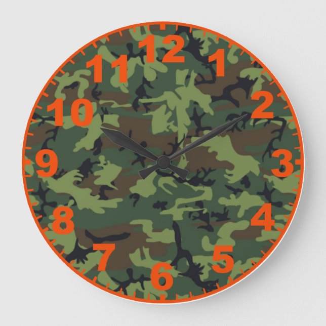 Relógio Grande Pulso de disparo verde de Camo com números (Frente)
