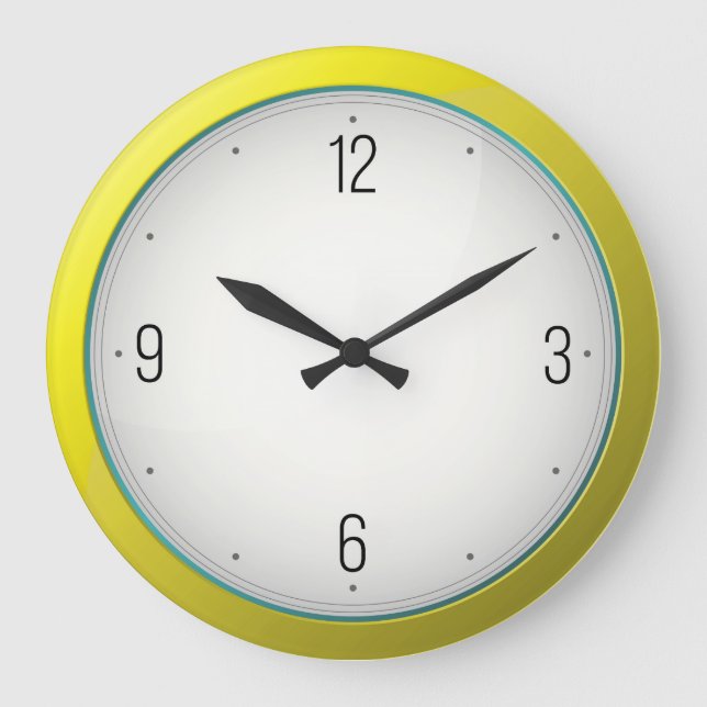 Relógio Grande Pulsos de disparo de parede redondos amarelos (Frente)