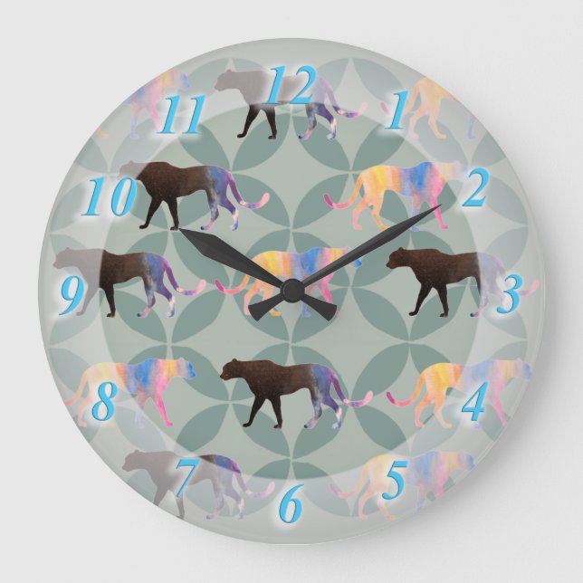 Relógio Grande Pumas Puma Tigres Animais Selvagens  (Frente)