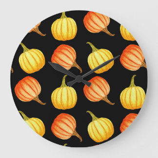 Relógio Grande Pumpkin Laranja: Padrão De Aquarela Sem Costura.