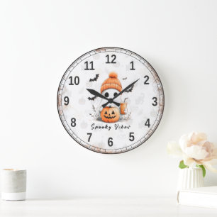 Relógio Grande Pumpkin Spice Spooky Vibes Personalizadas