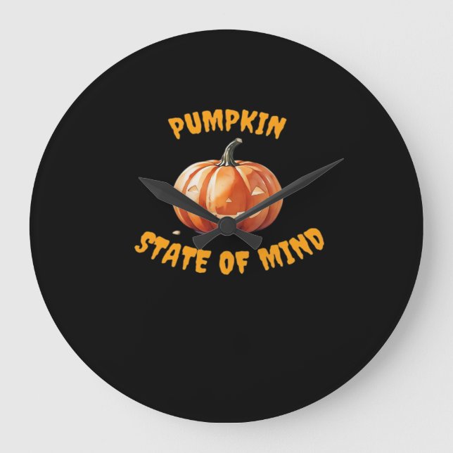 Relógio Grande Pumpkin State of Mind - Halloween Classic T Shirt (Frente)
