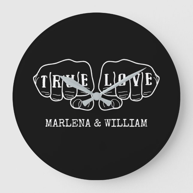 Relógio Grande Punk Rock Tattoo Mora Verdadeiro Amor 42 Anos  (Frente)