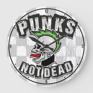 Relógio Grande Punks Not Morto Skull Mohawk Punk Rock Rocker