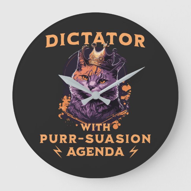 Relógio Grande Pursursion Agenda Engraçado King Cat (Frente)