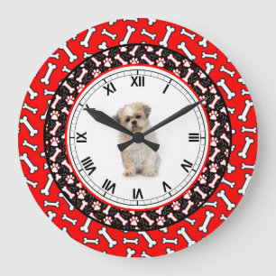 Relógio Grande Quadro bonito do cão do osso de cão do retrato d