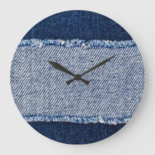 Relógio Grande Quadro de jeans azuis com borda denim.