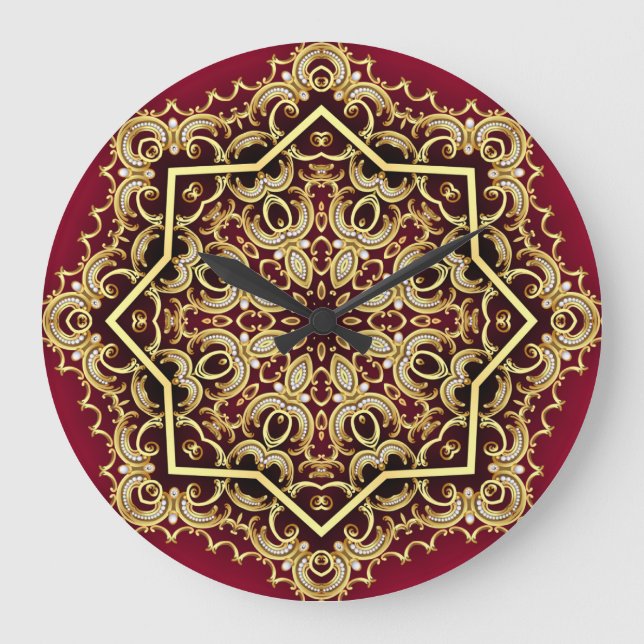Relógio Grande Quadro elegante: pérola e ouro. (Frente)