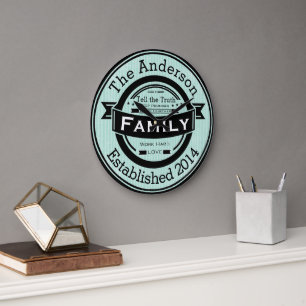 Relógio Grande Qualquer Cor Nome da Família Personalizado Estilo 