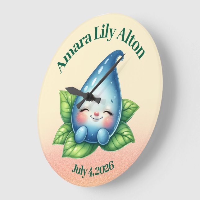 Relógio Grande Quarto de Bebê Adormecido com Orvalho Fofo (Ângulo)