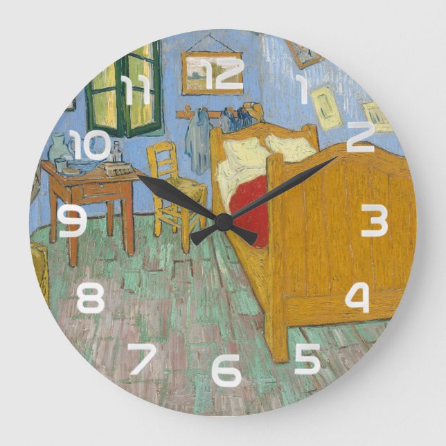 Relógio Grande Quarto de Van Gogh em Arles - Clássico Amarelo & A (Frente)